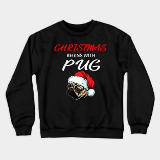 Christmas Begin With Pug Dog Costume Gift Crewneck Sweatshirt